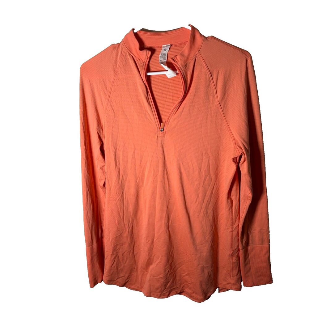 Lululemon Sweatshirt Women's 4 Orange Run Swiftly Relaxed Fit 1/4 Zip Active